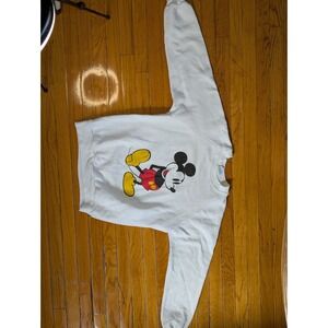 Vintage 80s White Mickey Mouse Disney Raglan Crewneck Sweatshirt Medium